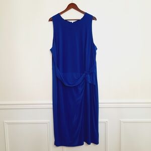 Ralph Lauren sapphire blue twist waist formal dress 22W